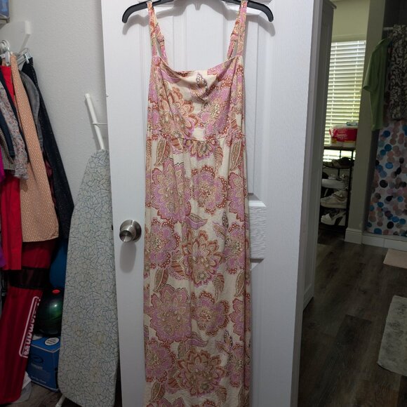 Hope Tie Back Linen Dress - Beige - Picture 1 of 3